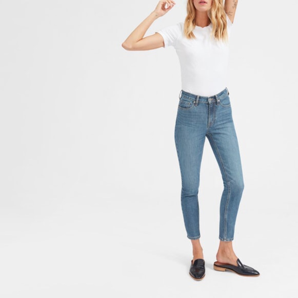 Everlane high rise skinny ankle jeans mid blue